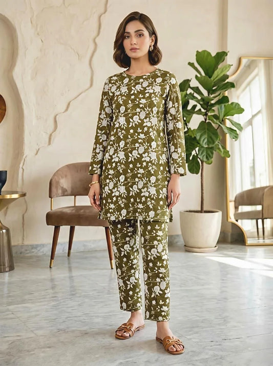 Eid Collection Summer Season 2 Pcs Women Digital Printed Shirt And Trouser